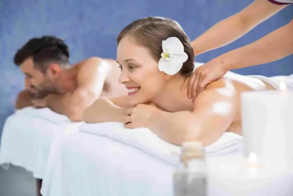 Couple enjoying a spa massage